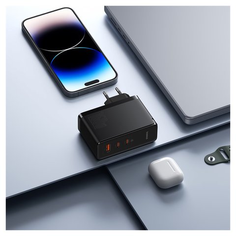 Сетевое зарядное устройство Baseus GaN5 Pro, 160 Вт, Power Delivery (PD), черный, c кабелем USB тип-C к USB тип-C, 3 порта, #P10110825113-00 Превью 3