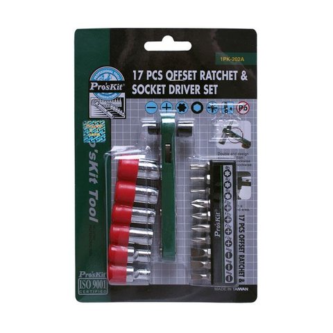Offset Ratchet & Socket Driver Set Pro'sKit 1PK-202A   (Metric Size) , (17 pcs) Preview 3