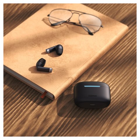 Headphone Baseus Bowie E9, (wireless, vacuum, black, with charging case, with USB cable Type-C) #NGTW120001 Preview 1