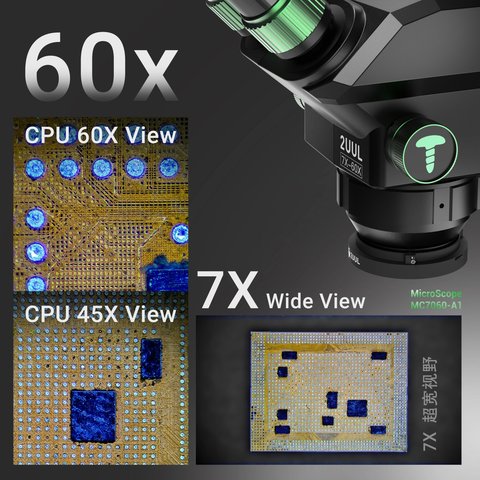 Microscopio 2UUL MC7060-A1, trinocular, 7X-60X Vista previa  3