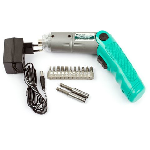 Беспроводная электрическая отвертка Pro'sKit PT-1136F + 11 сменных бит Превью 1